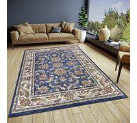 Hanse Home Reni - Alfombra Oriental clásica de Tejido denso con Adornos y Motivos Florales, Pelo Corto Suave para Dormitorio, Comedor, salón, Pasillo, Color Azul Crema, 200 x 280 cm