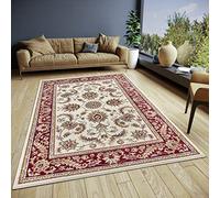 Hanse Home Reni - Alfombra Oriental clásica, densa, con Adornos y Motivos Florales, Pelo Corto Suave, para Dormitorio, Comedor, salón, Pasillo, Color Crema Rojo, 200 x 280 cm