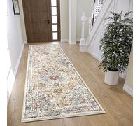 Hanse Home Strozzi - Alfombra Oriental clásica, densa, con Adornos, Aspecto Vintage, Pelo Corto Suave, para Dormitorio, Comedor, salón, Color Beige y Azul, 80 x 240 cm
