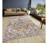 Hanse Home Strozzi - Alfombra Oriental clásica, densa, con Adornos, Aspecto Vintage, Pelo Corto Suave, para Dormitorio, Comedor, salón, Color Beige y Azul, 160 x 235 cm