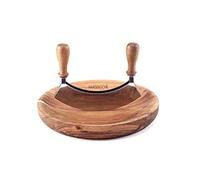 Hanseküche Cuchillo de cortar con tabla, cuchillo de doble cara para hierbas de alta calidad, cuchillo afilado de acero inoxidable con tabla de cortar de madera de acacia, ideal para hierbas y