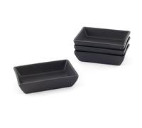 Hanseküche Juego de 4 platos para servir de loza (5 x 8 cm), cuencos para salsas, platos rectangulares, color negro mate, mezze rectangular, aptos para lavavajillas