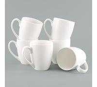 Hanseküche juego de 6 tazas de café grandes - tazas de café de cerámica sólida, 360 ml de volumen y asa grande (Blanco)
