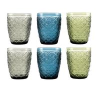 Hanseküche Juego de 6 vasos de 250 ml, 8 x 10 cm, multicolor, grandes, vasos de agua, vasos de zumo, vasos de cocina, vasos de colores, aptos para lavavajillas, vasos de agua, vasos de agua, vasos