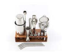 Hanseküche Juego de coctelera Boston de 825 ml de acero inoxidable, fácil de abrir y sin atascos, juego profesional de coctelera con soporte, ideal para barman y amantes de los