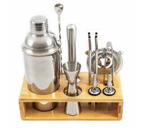 Hanseküche Juego de coctelería Boston de 825 ml, de acero inoxidable, fácil de abrir y sin atascos, juego de coctelera profesional, incluye soporte, ideal para bartenders y amantes de cócteles (claro)