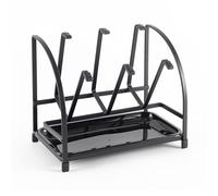 Hanseküche Soporte para botellas, 20 x 19,5 x 13 cm, escurreplatos universal para botellas, botellas de agua y biberones - Soporte de metal para secar botellas, color negro, bandeja de goteo, soporte