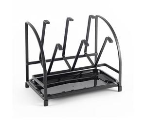 Hanseküche Soporte para botellas, 20 x 19,5 x 13 cm, escurreplatos universal para botellas, botellas de agua y biberones - Soporte de metal para secar botellas, color negro, bandeja de goteo, soporte