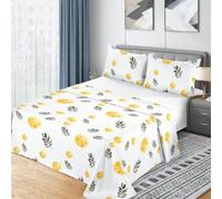 HANSEL HOME Juego de Sábanas Cama 90, Sábanas 90x190/200cm 3 Piezas, Microfibra Extra Suave, Sábanas Bajera Ajustable, Encimera, 1 Funda de Almohada - Juego Sábanas Blanca con Naranja