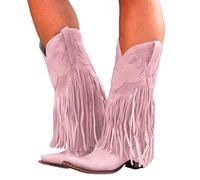 Hansensi Botas Altas Mujer Planas Botas Cowboy Mujer con Flecos Vintage Botines Botas De Mujer Cortas Botas De Moda Botas De Invierno para Exterior Botas Camperas de Mujer Invierno Número 40