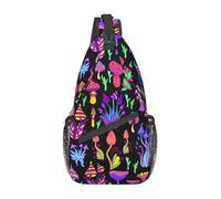 hansgo Bright Mushroom Sling Bag para hombres y mujeres, mochila de viaje, senderismo, bandolera, hombro cruzado, bolsa de pecho, casual, mochila deportiva, Seta brillante, Talla única
