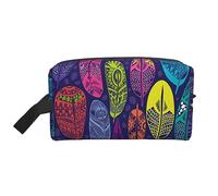 hansgo Memphis - Neceser portátil de viaje para artículos de aseo de los años 80 y 90, Plumas Boho, Talla única