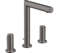 Hansgohe AXOR Uno Mezclador de lavabo de 3 orificios 200 con tirador y juego de desagüe, proyección 183 mm, 45133340, Color: Cromo negro cepillado