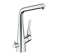 Hansgrohe 14888000 Metris grifo monomando de cocina 320 con llave de paso, cromo
