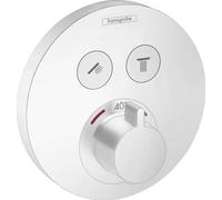 Termostato de ducha ShowerTablet ShowerSelect S, empotrado, 2 consumidores, cromado, 15743700, Color: blanco mate