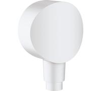 hansgrohe 26453700 FixFit S - Conector de manguera de conexión de pared con válvula antirretorno (antirretorno, color blanco mate)