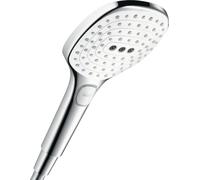 Hansgrohe 26521400 Raindance Select E 120 ducha de mano, 3 tipos de chorro, ahorro de agua, blanco/cromo, 120 mm