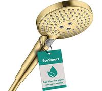 Hansgrohe 26531990 Alcachofa de Ducha, Oro Pulido, 3 tipos de chorro, ahorro de agua