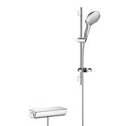 Hansgrohe 27036400 Raindance Select S 150 Air combinación de set de ducha y termostato, 3 tipos de chorro, blanco/cromo
