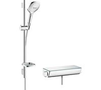Sistema de ducha de superficie hansgrohe Raindance Select 120 con Ecostat Select termostato y barra de ducha 65 cm, 27038000, Color: cromado