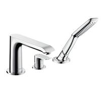 hansgrohe Metris Mezclador de 3 agujeros de llanta de baño de una palanca cromado, 31190000