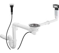 hansgrohe 43931800 Desagües para Fregadero, Color Acero, automatische Ab- und Überlaufgarnitur