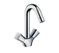 hansgrohe Logis Mezclador bimando de lavabo, caño giratorio, ComfortZone150, juego de desagüe, 145 mm de proyección, cromo, 71222000