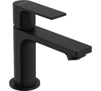 hansgrohe Rebris E mezclador monomando de lavabo 80 CoolStart con desagüe metálico, proyección 121 mm, 72585670, Color: Negro Mate