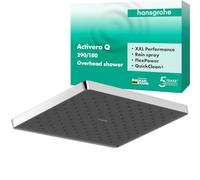 hansgrohe Activera Q - rociador de ducha, ducha fija (290 x 180 mm), cabezal de ducha lluvia con 1 tipo de chorro para conexión pared y techo, cromo, 28737000