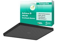 hansgrohe Activera Q - rociador de ducha max. 8 l/min (EcoSmart), ducha fija (290 x 180 mm), cabezal de ducha lluvia para conexión pared y techo, negro mate, 28738670