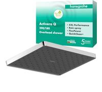 hansgrohe Activera Q - rociador de ducha max. 8 l/min (EcoSmart), ducha fija (290 x 180 mm), cabezal de ducha lluvia con 1 tipo de chorro para conexión pared y techo, cromo, 28738000