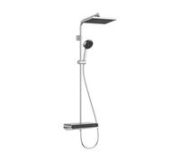 hansgrohe Activera Q - sistema de ducha con termostato, max. 6 l/min (EcoSmart), ducha lluvia (290 x 180 mm) con grifo, ducha de mano (2 tipos de chorro), flexo, barra, ducha fija, cromo, 28649000