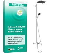 hansgrohe Activera Q - sistema de ducha max. 8 l/min (EcoSmart) con termostato para bañera, ducha lluvia (290 x 180 mm) con grifo bañera, ducha de mano, flexo, barra, ducha fija, cromo, 28753000