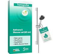hansgrohe Activera S - conjunto de ducha con alcachofa de ducha ahorro de agua (EcoSmart, 2 tipos de chorro), flexo de ducha (1,60 m) y barra de ducha (0,65 m), cromo, 28041000