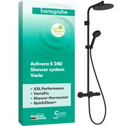 hansgrohe Activera S sistema de ducha 240, 1 tipo de chorro, EcoSmart+ con Ecostat Fine Varia, 6 l/min, 28083670, Color: negro mate