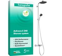 hansgrohe Activera S sistema de ducha 240, 1 tipo de rociador, EcoSmart con termostato de baño Ecostat, 28871000, Color: cromado