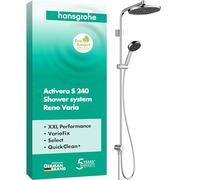 hansgrohe Activera S - sistema de ducha ahorro de agua (EcoSmart) sin grifo, ducha lluvia con inversor, ducha de mano (2 tipos de chorro), flexo, barra, ducha fija redonda, cromo, 28074000