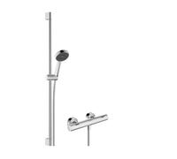 hansgrohe Activera Select S 28086000 - Juego de ducha con termostato Ecostat Fine, cabezal de ducha de ahorro de agua máx. 8 l/min (EcoSmart), barra de ducha (90 cm), manguera de ducha (1,60 m) y