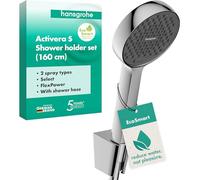 hansgrohe Activera Select S - conjunto de ducha con alcachofa de ducha ahorro de agua (EcoSmart, 2 tipos de chorro), flexo de ducha (1,60 m) y soporte de ducha, cromo, 28054000