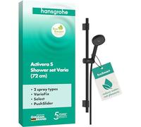 hansgrohe Activera Select S set de ducha 95, 2 tipos de chorro, EcoSmart con barra de ducha Varia 72cm, 28048670, Color: negro mate