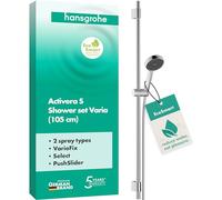 hansgrohe Activera Select S - conjunto de ducha con alcachofa de ducha ahorro de agua (EcoSmart), flexo de ducha (1,60 m) y barra de ducha (105 cm) para taladros existentes, cromo, 28050000