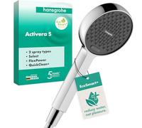 hansgrohe Activera Select S - ducha de mano ahorro de agua 6 l/min (EcoSmart+), alcachofa de ducha con 2 tipos de chorro, cabezal de ducha redondo, con sistema antical, cromo, 28034000