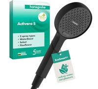 Alcachofa de ducha hansgrohe Activera Select S 95, 2 modos de chorro, EcoSmart+, con WaterBoost, 3,9 l/min, 28036670, Color: negro mate
