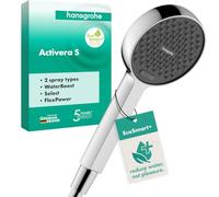 hansgrohe Activera Select S - ducha de mano EcoSmart (max. 3 l/min), con función WaterBoost (max. 9,4 l/min), alcachofa de ducha con 2 tipos de chorro, con sistema antical, cromo, 28036000