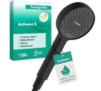 hansgrohe Activera Select S - ducha de mano EcoSmart (max. 6 l/min), con función WaterBoost (max. 9,4 l/min), alcachofa de ducha con 2 tipos de chorro, con sistema antical, negro mate, 28035670