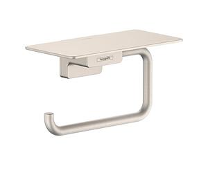 hansgrohe AddStoris 41772820 - Soporte para Papel higiénico de 6 Pulgadas con Estante en níquel Cepillado