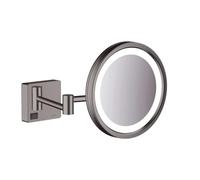 hansgrohe AddStoris - Espejo cosmético con luz LED, Espejo Maquillaje con luz, Espejo de Aumento x 3, Cromo Negro Cepillado, 41790340