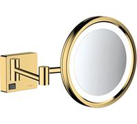 Hansgrohe AddStoris - Espejo cosmético con luz LED, Maquillaje con luz, Espejo de Aumento x 3, Color Oro Pulido, 41790990