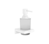 hansgrohe AddStoris Q - Dispensador jabon baño, dispensador de loción para Montaje en Pared, dosificador de jabón líquido, fijación Oculta, Accesorios de baño, Blanco Mate, 41745700