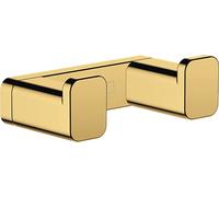 Hansgrohe AddStoris Q - Gancho toallero doble, toallero de baño, gancho para albornoz, fijación oculta, accesorios de baño, color oro pulido